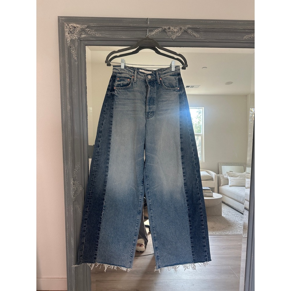 NEW Mother The Pipe-Dream Button Sneak Fray Wide Leg Jean Blinded By The Dark 27 - Picture 6 of 16
